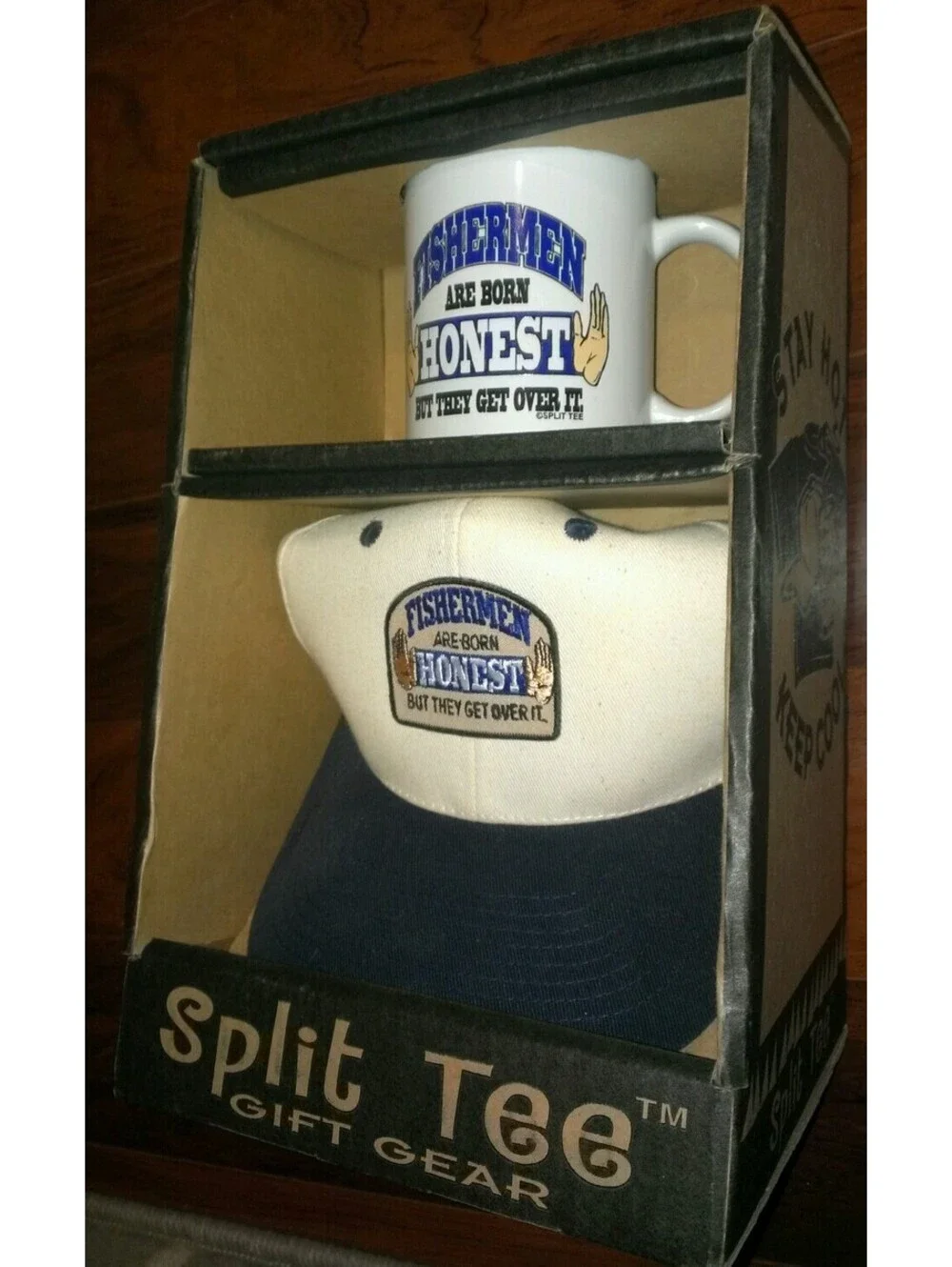 New Fishing Fisherman Fathers Day Gift Box Set Hat Coffee Cup Mens Joke Grandpa